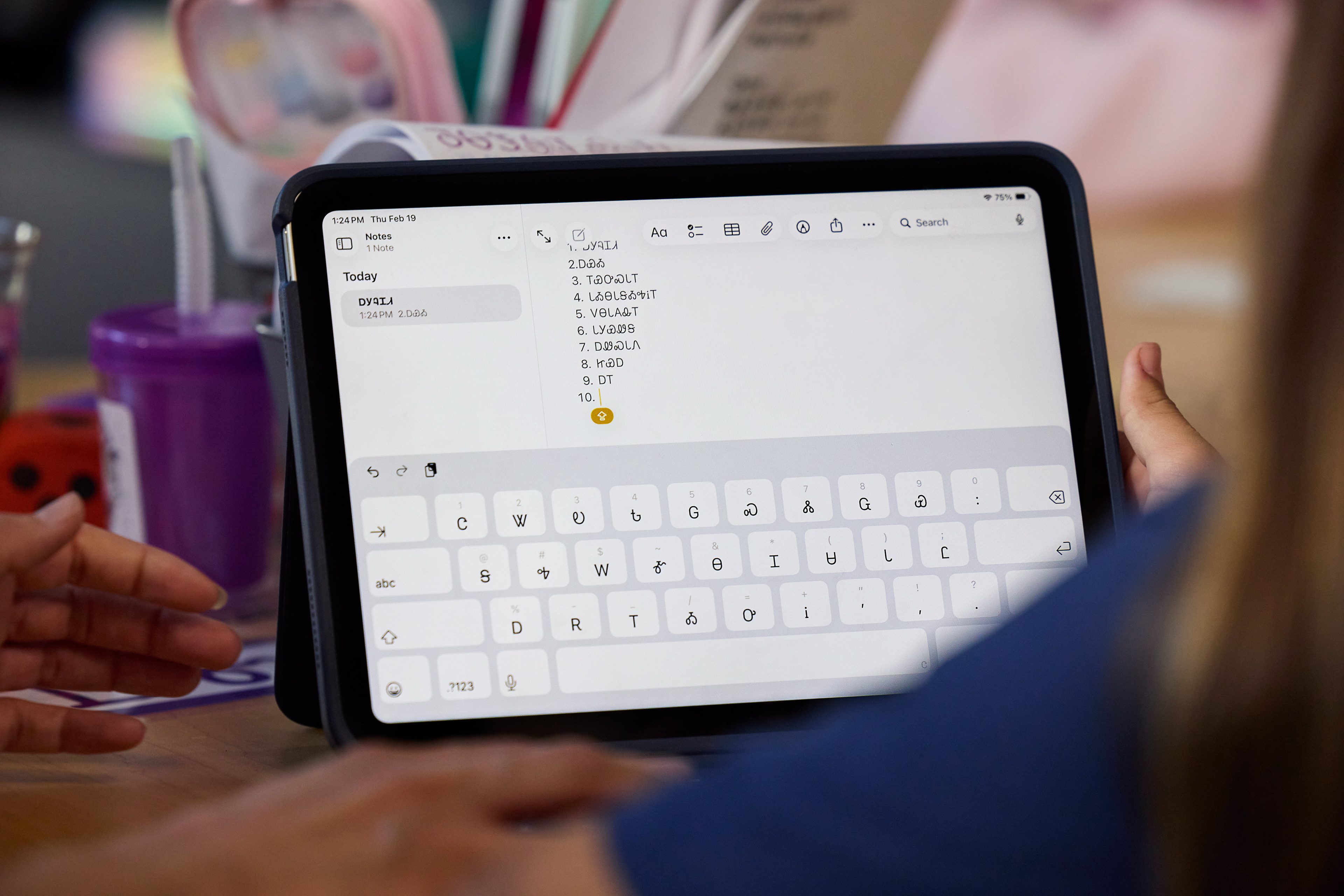 Apple iPad showing Cherokee language