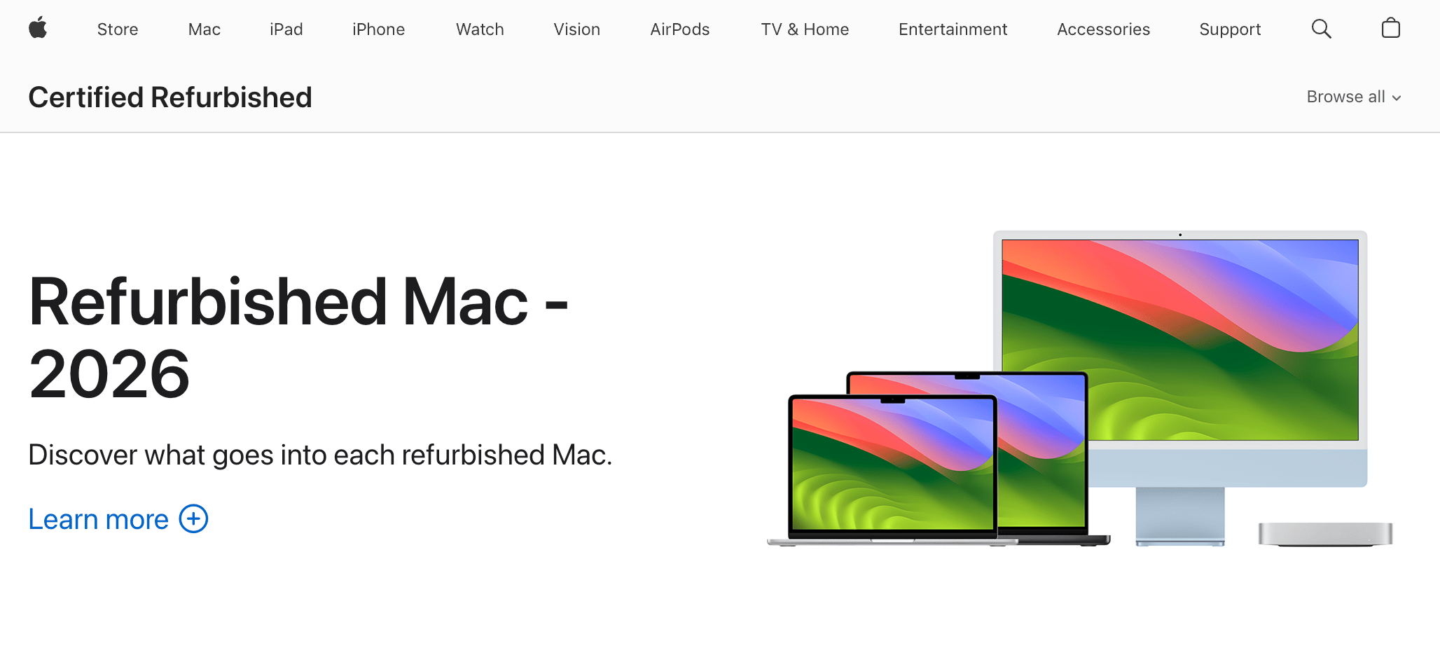 Apple added 2026 Macs and Studio Display models to Certified Refurbished Store