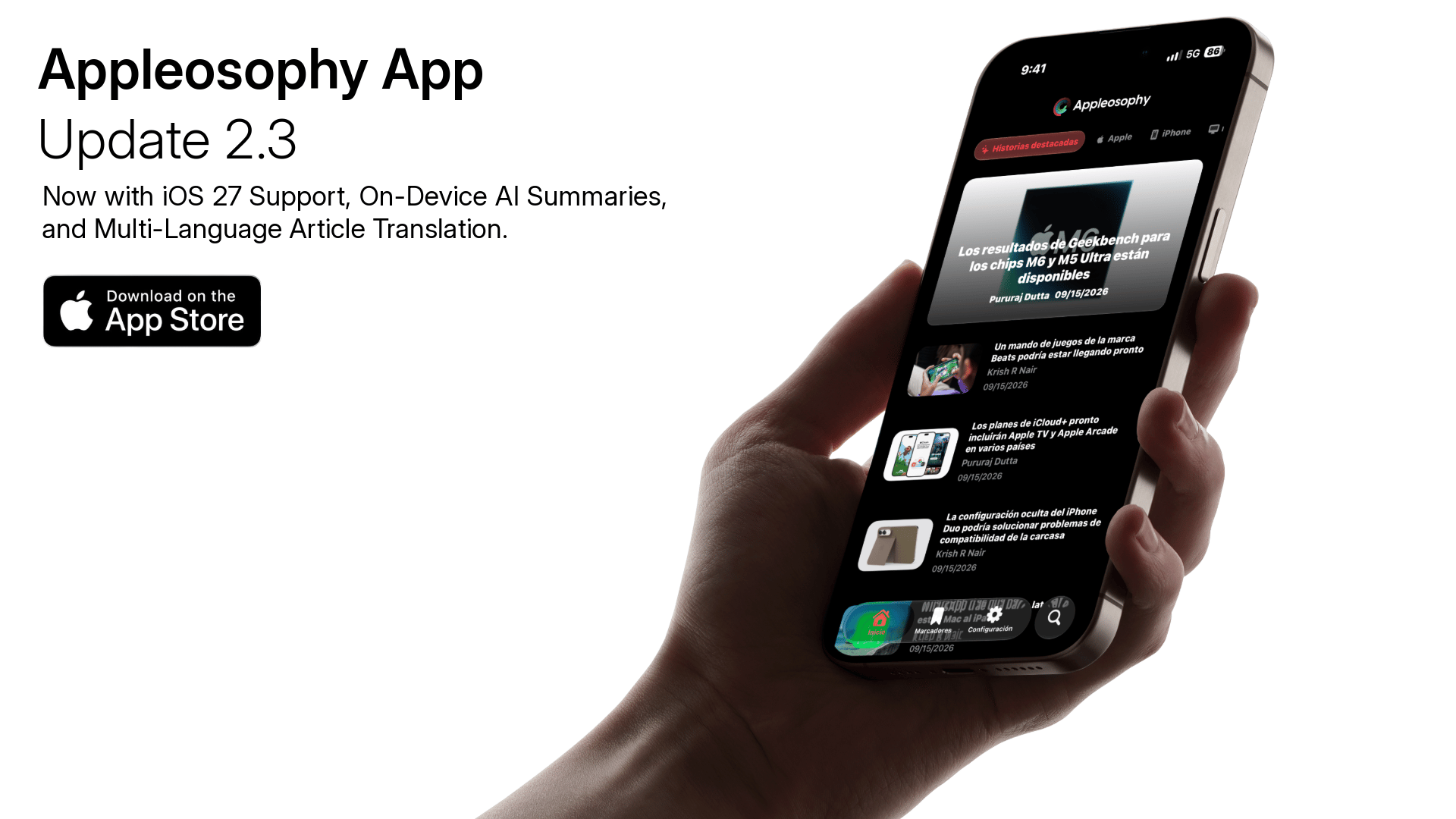 Appleosophy App Update Brings iOS 27 Support, On-Device AI Summaries, and Multi-Language Article Translation