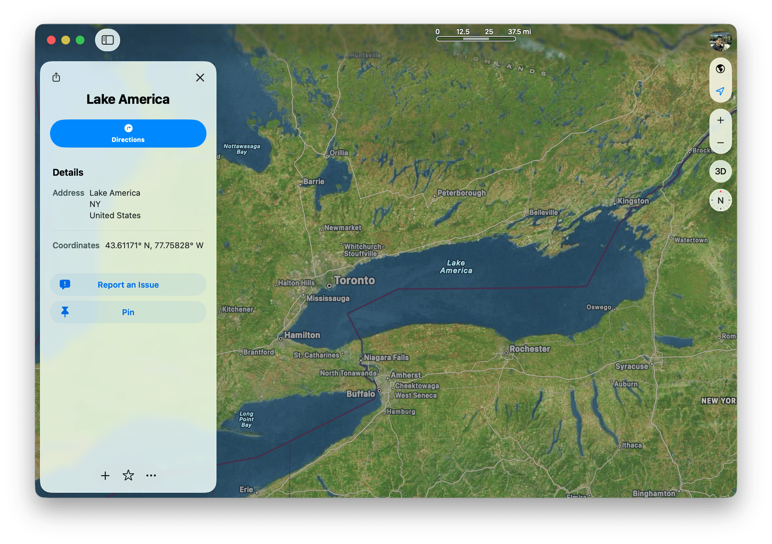 Apple Joins Google in Swapping “Lake Ontario” for “Lake America”