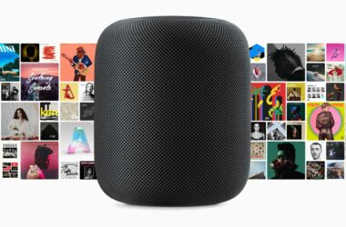 Space Grey HomePod Speaker with Apple Music Album Covers