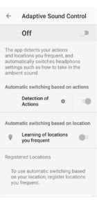 WF-1000XM3 Adaptive Sound Control settings