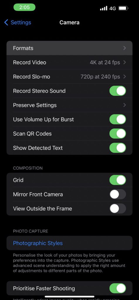 Formats Setting