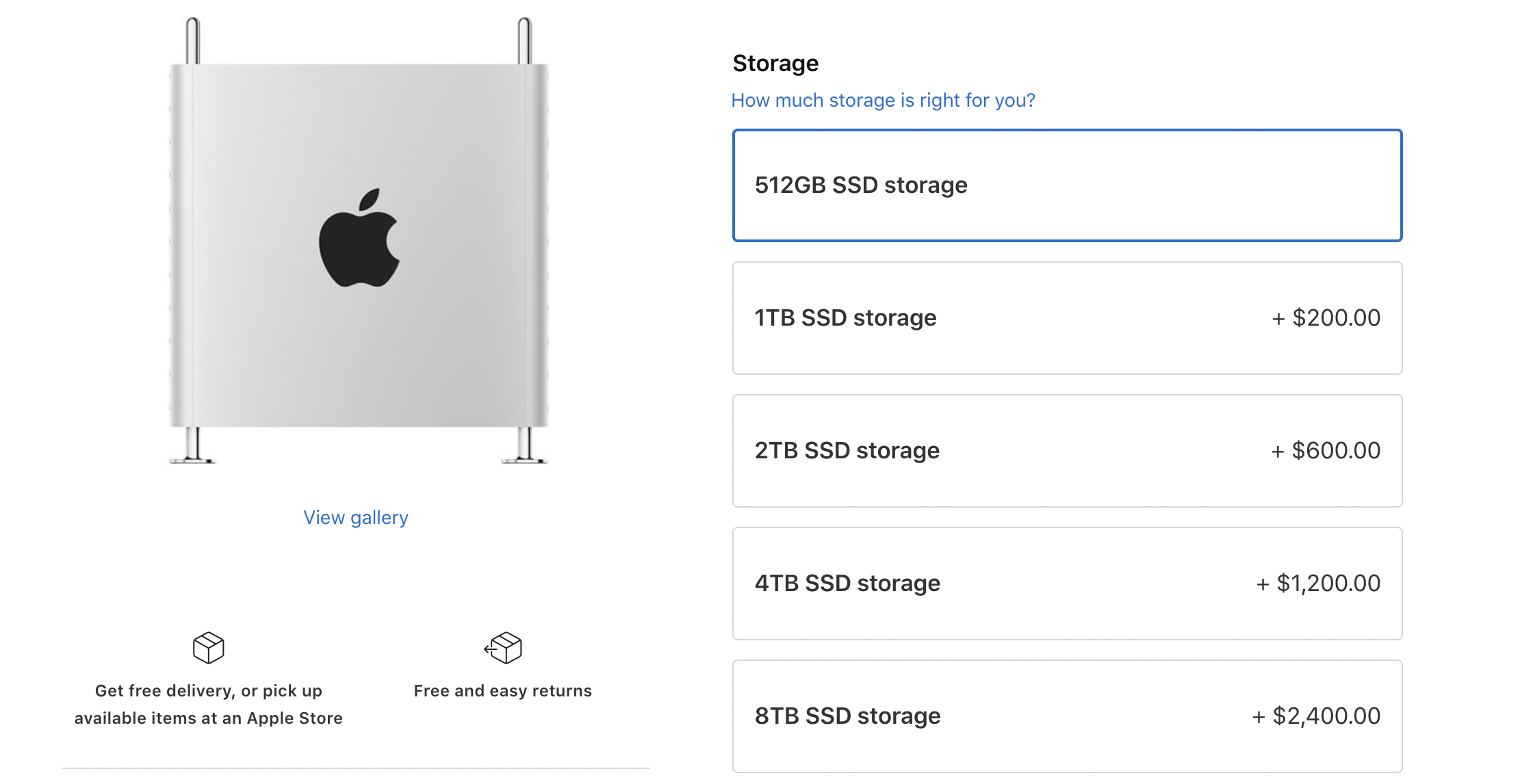 Mac Pro Now Starts with 512GB of Storage