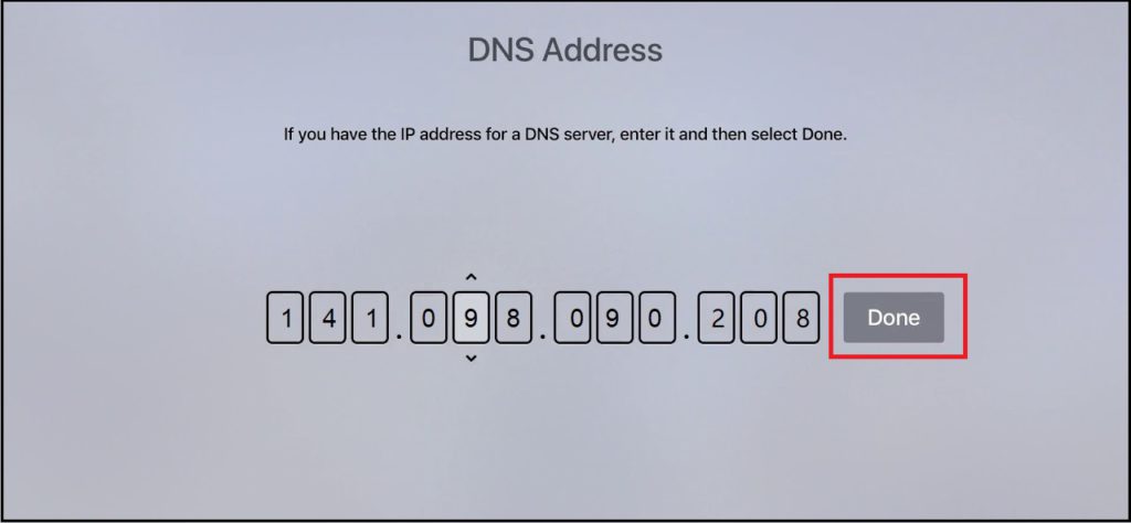 Apple TV DNS Input