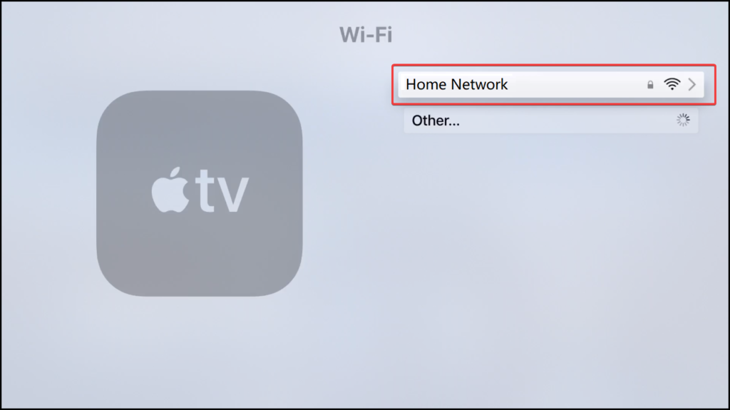 Apple TV Home Network Settings