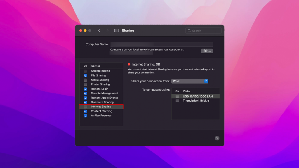 macOS Sharing Options 1