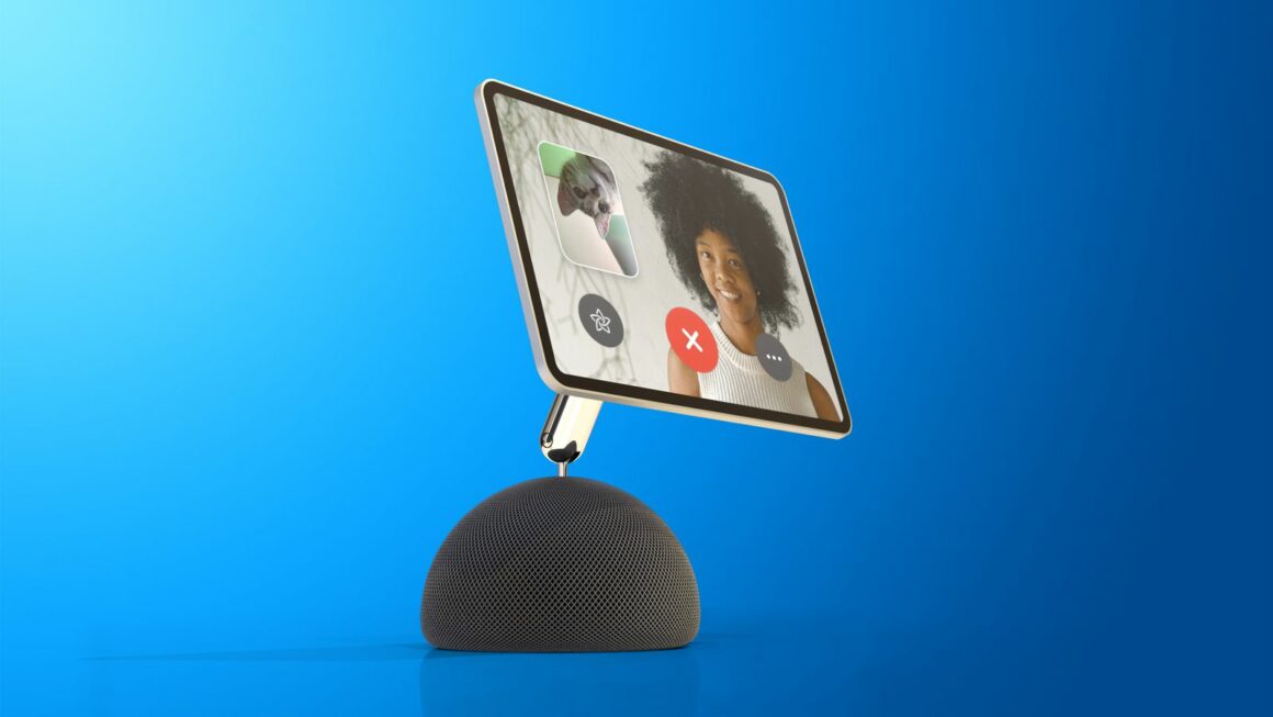 Concept of a HomePod with iPad-like display and design modeled after iMac G4