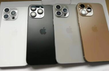 shows all four likely colors for the iPhone 16 Pro, including a "rose" variant.