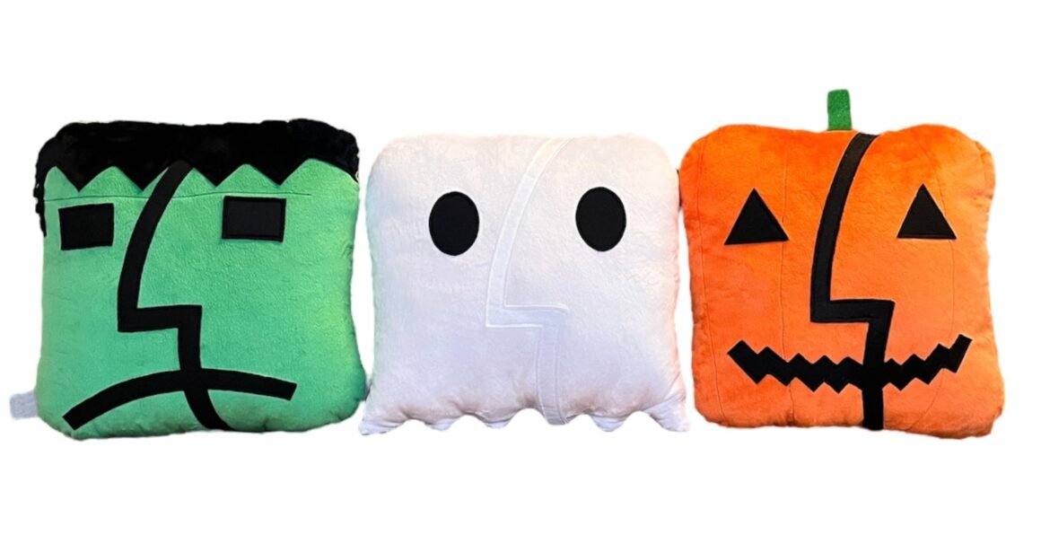 Image of all three pillows in Throwboy's Halloween Pillow Collection